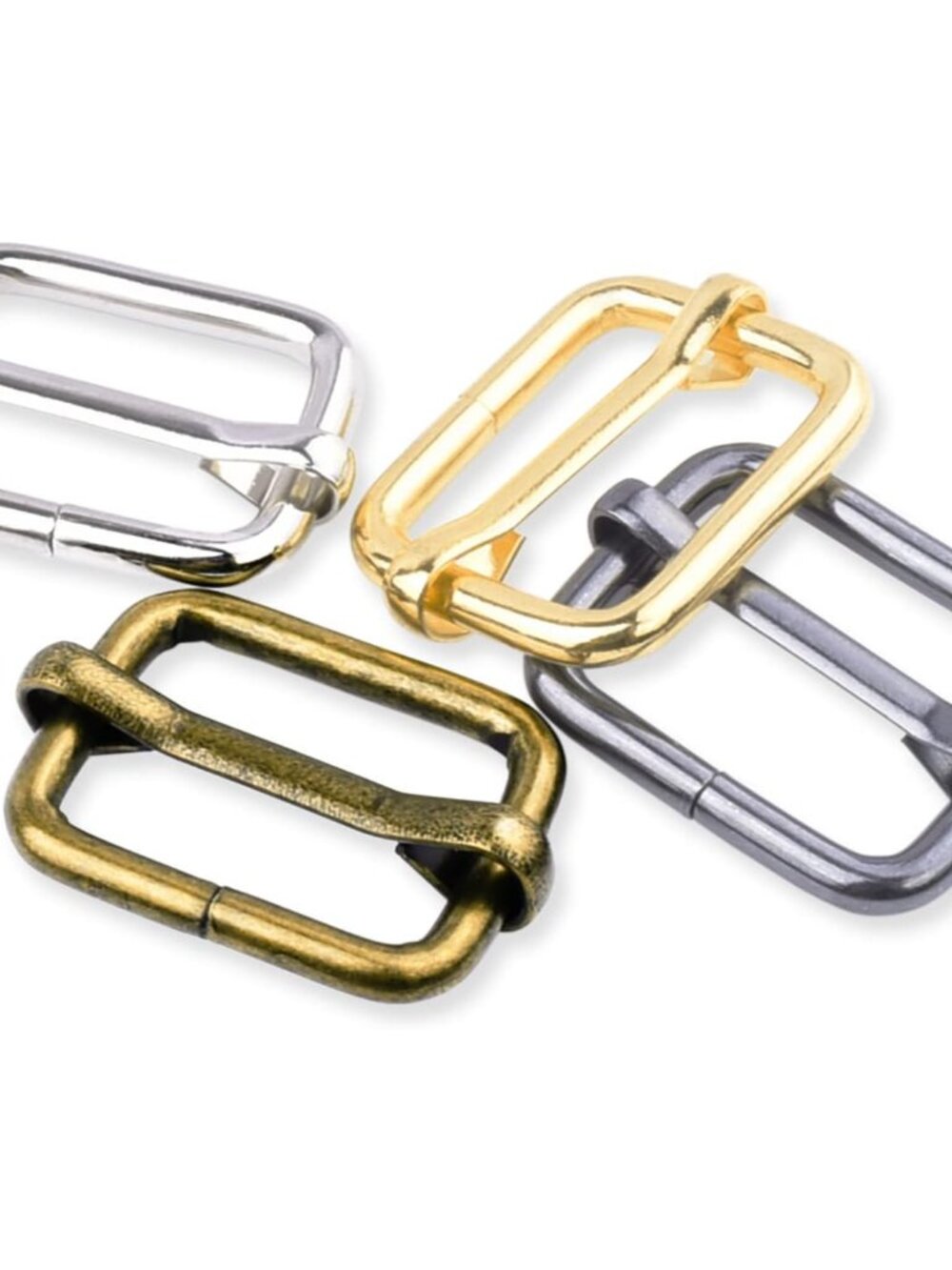 25 Pack 1 Inch Metal Adjustable Slide Buckles Tri-Glide Rectangle Adjuster Suspe